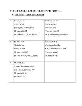 Sabha Council 2019-2022