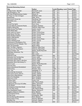 Rev. 9/28/2006 Page 1 of 41 Title Author Lexile Reading Level Points