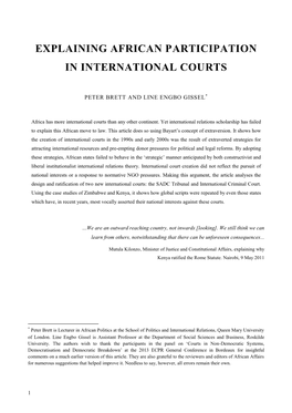 Explaining African Participation in International Courts