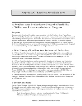 Appendix C - Roadless Area Evaluation