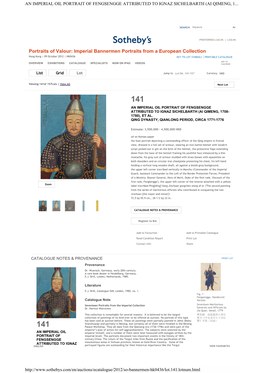 Portraits of Valour: Imperial Bannermen Portraits from a European Collection Hong Kong | 09 October 2012 | HK0436 KEY to LOT SYMBOLS PRINTABLE CATALOGUE