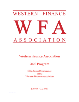 Western Finance Association 2020 Program