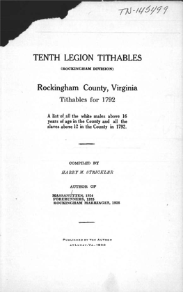 Rockingham County, Virginia Tithables for 1792