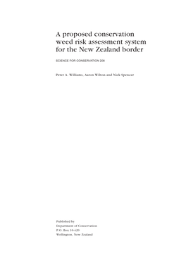 A Proposed Conservation Weed Risk Assessment System for the New Zealand Border