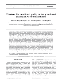 Effects of Diet Nutritional Quality on the Growth and Grazing of Noctiluca Scintillans