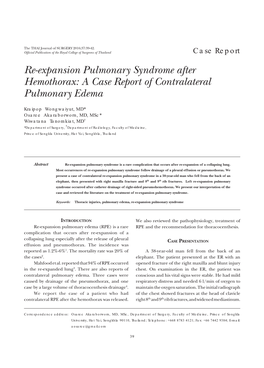 Re-Expansion Pulmonary Syndrome After Hemothorax: a Case Report of Contralateral Pulmonary Edema