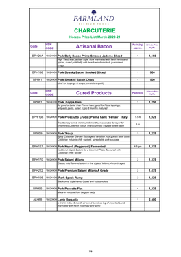 CHARCUTERIE Horeca Price List March 2020-21