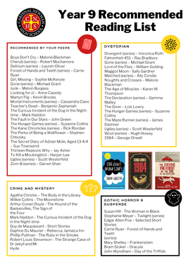 Year 9 Reading List