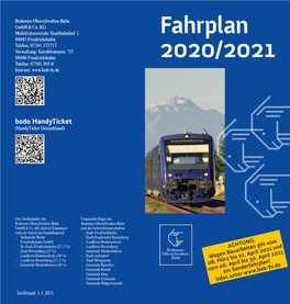 Fahrplan 2020/2021