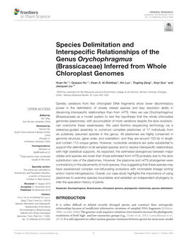 Species Delimitation and Interspecific Relationships of the Genus