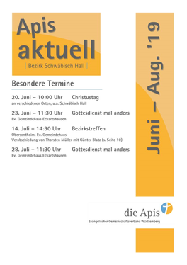 Apis Aktuell Juni, Juli Und August 2019