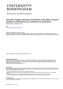 Aircraft Engine Exhaust Emissions and Other Airport- Related Contributions to Ambient Air Pollution Masiol, Mauro; Harrison, Roy