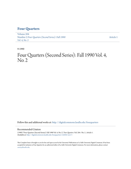 Four Quarters Volume 204 Number 2 Four Quarters (Second Series): Fall 1990 Article 1 Vol