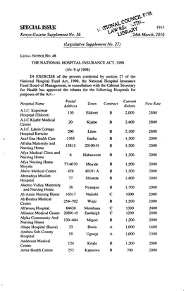 PCIAL ISSUE � 1913 Kenya Gazette Supplement No