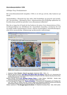 Atomvåbenproduktion I USA Af Holger Terp, Fredsakademiet Det Atomvåbenindustrielle Kompleks I USA Er Så Vidt Jeg Ved Det