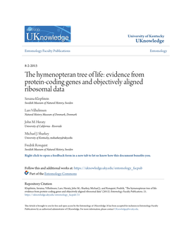 Evidence from Protein-Coding Genes and Objectively Aligned Ribosomal Data Seraina Klopfstein Swedish Museum of Natural History, Sweden
