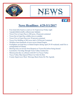 News Headlines 4/29-5/1/2017