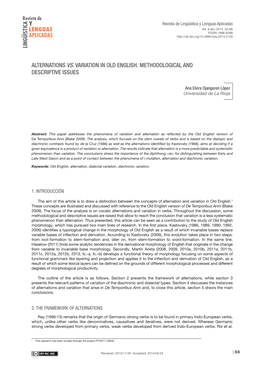 Alternations Vs. Variation in Old English. Methodological and Descriptive Issues