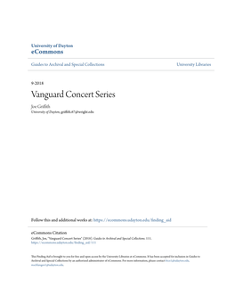 Vanguard Concert Series Joe Griffith University of Dayton, Griffith.67@Wright.Edu