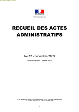 Cueil Des Actes Administratifs