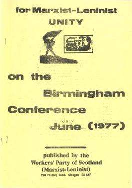 On the Birmingham Conference, July
