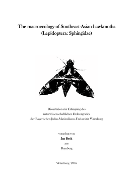 The Macroecology of Southeast-Asian Hawkmoths (Lepidoptera: Sphingidae)