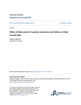 Effect of Diet Levels of Leucine, Isoleucine and Valine on Chick Growth Rate