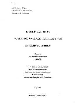 Report to the World Heritage Center: Identification of Potential Natural
