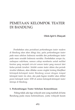 Pemetaan Kelompok Teater Di Bandung