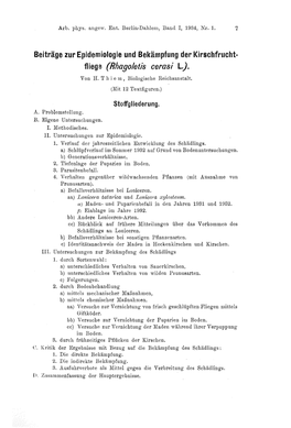 Beiträge Zur Epidemiologie Und Bekämpfung Der Kirschfrucht- Fliege (Rhagoletis Cerasi L)