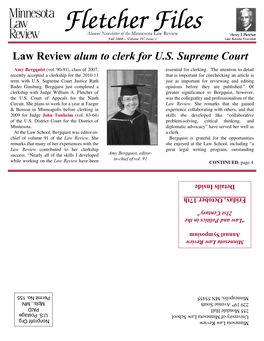 Fall 2008 – Volume IV, Issue 1 Law Review Alum to Clerk for U.S