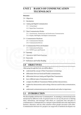 Unit 2 Basics of Communication Technology