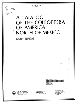 A Catalog of the Coleóptera of America North of Mexico