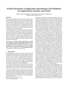 Usable Declarative Configuration Specification and Validation for Applications, Systems, and Cloud