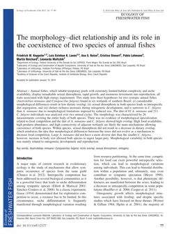 Diet Relationship and Its Role in the Coexistence of Two Species of Annual Fishes