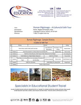 Specialists in Educational Student Travel