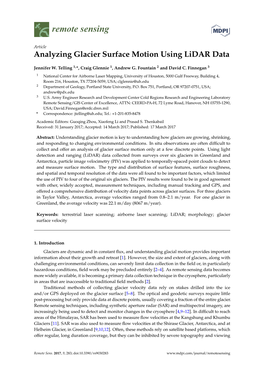 Analyzing Glacier Surface Motion Using Lidar Data