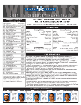 No. 1/1 Kentucky (33-0, 18-0) Date Opponent Result/Time N