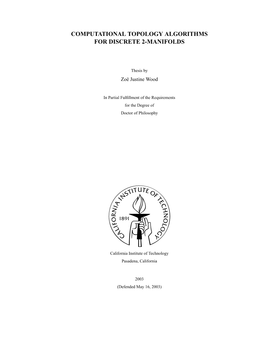 Computational Topology Algorithms for Discrete 2-Manifolds