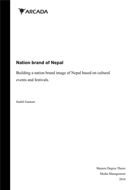 Building a Nation Brand Image of Nepal Based on Cultural Events and Festivals