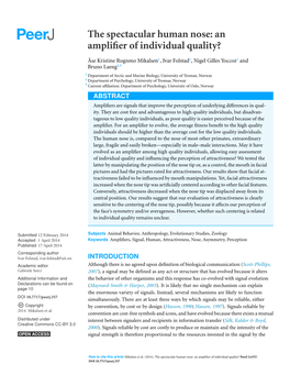 The Spectacular Human Nose: an Amplifier of Individual Quality?