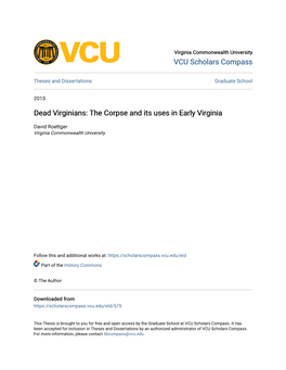 The Corpse and Its Uses in Early Virginia