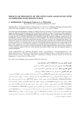 Molecular Phylogeny of the Genus Salix (Salicaceae) with an Emphasize to Its Species in Iran