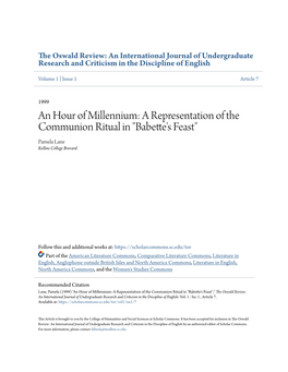 An Hour of Millennium: a Representation of the Communion Ritual in 