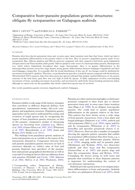 Comparative Host–Parasite Population Genetic Structures: Obligate Fly