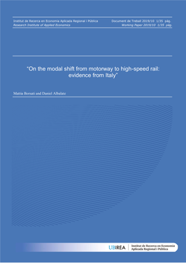 “On the Modal Shift from Motorway to High-Speed Rail: Evidence from Italy”