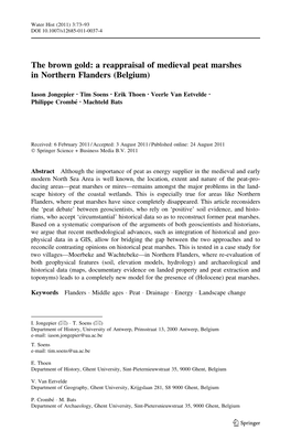 A Reappraisal of Medieval Peat Marshes in Northern Flanders (Belgium)