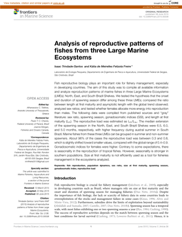 Analysis of Reproductive Patterns of Fishes from Three Large Marine
