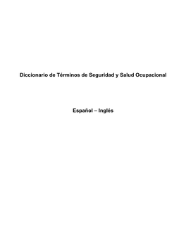 Diccionario De Términos De Seguridad Y Salud Ocupacional