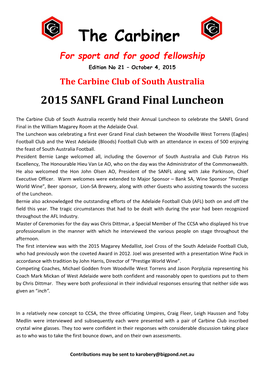 The Carbiner for Sport and for Good Fellowship Edition No 21 – October 4, 2015